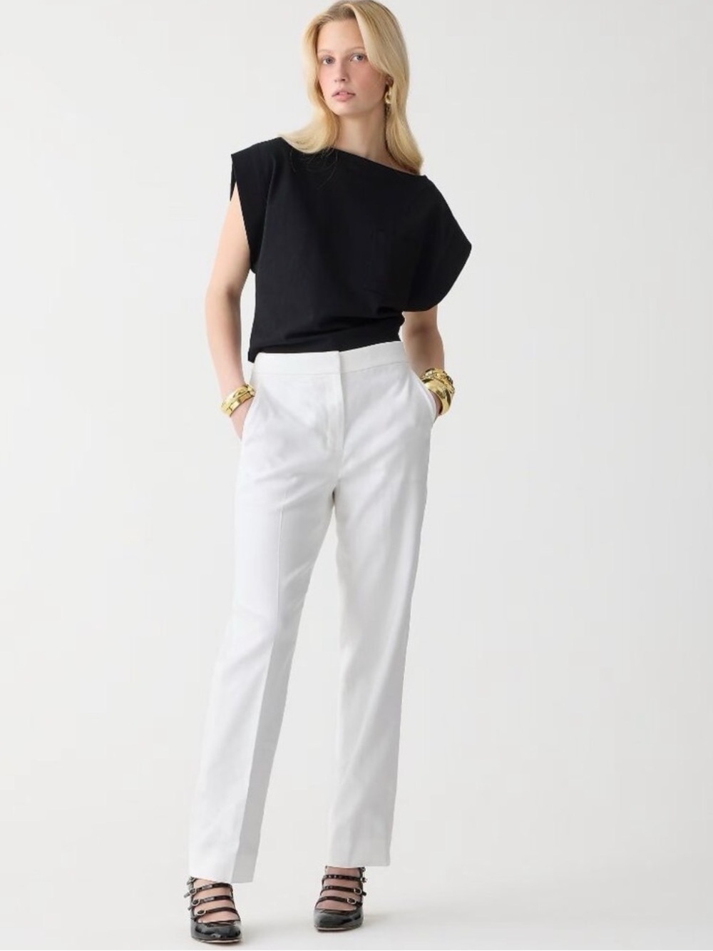 New J. Crew Kate Stretch Linen Blend Straight Leg Pant Women's Size 16